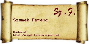Szamek Ferenc névjegykártya