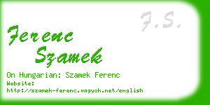 ferenc szamek business card